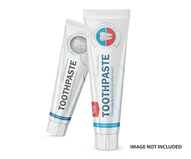 3d toothpaste plastic tubes psd mockup