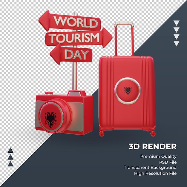 3d tourism day albania flag rendering front view