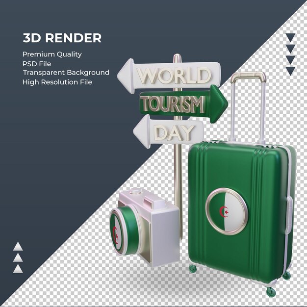 PSD 3d tourism day algeria flag rendering right view