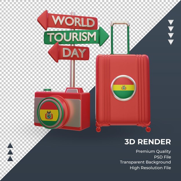 3d tourism day bolivia flag rendering front view