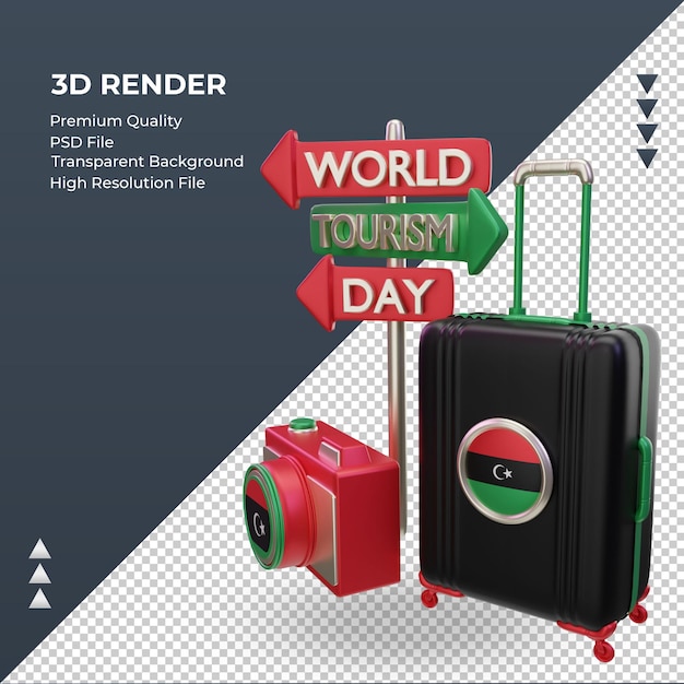 3d tourism day libya flag rendering right view