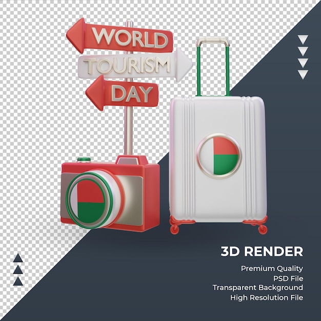 3d tourism day madagascar flag rendering front view