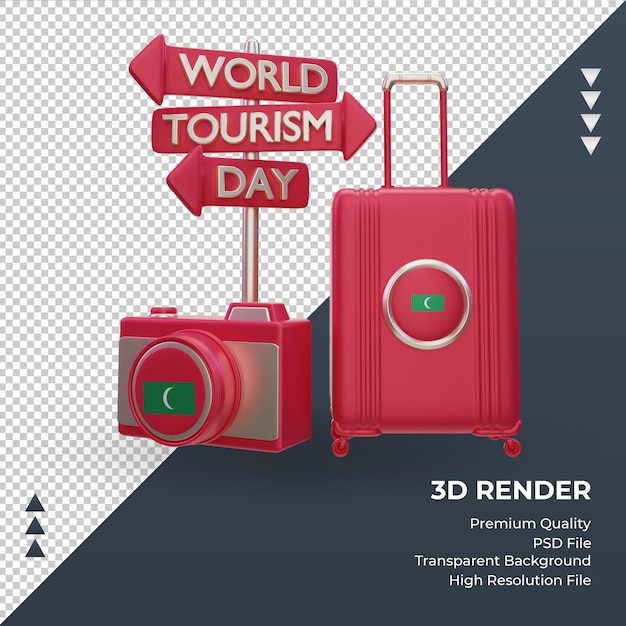 3d tourism day maldives flag rendering front view