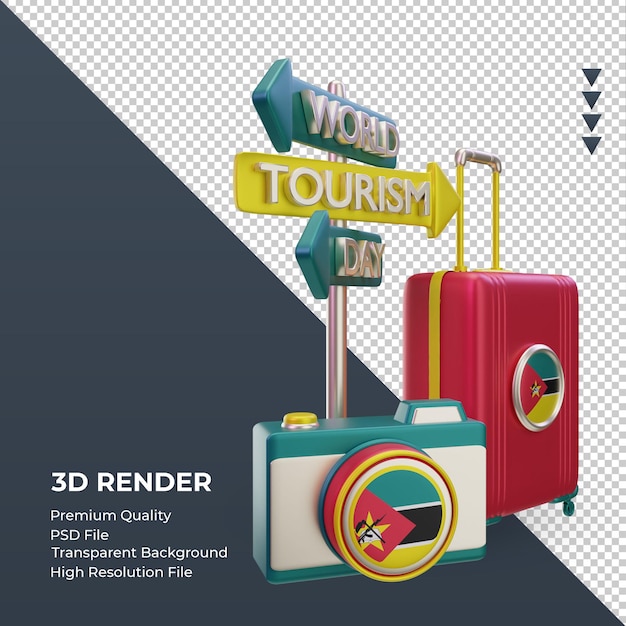 3d 관광의 날 모잠비크 국기 렌더링 왼쪽 보기