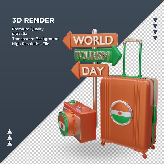 PSD 3d tourism day niger flag rendering right view