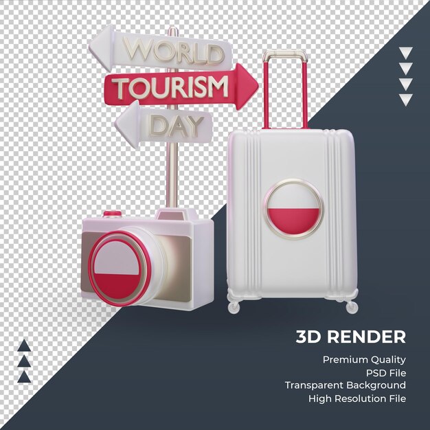 3d tourism day poland flag rendering front view