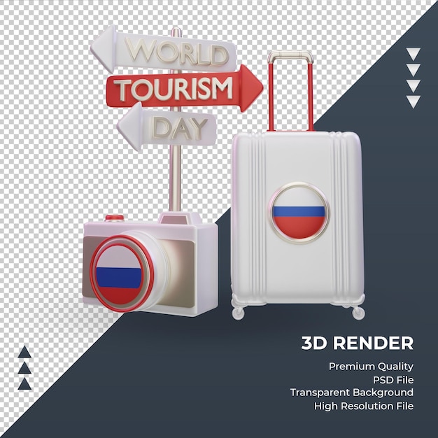 PSD 3d tourism day russian flag rendering front view