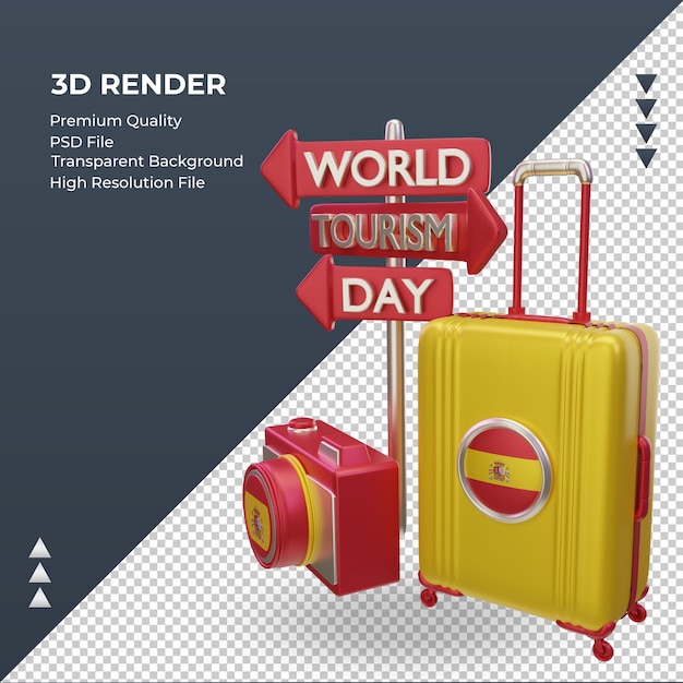 3d tourism day spain flag rendering right view