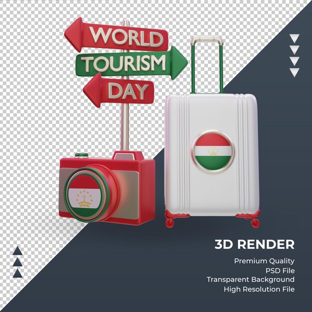 3d tourism day tajikistan flag rendering front view