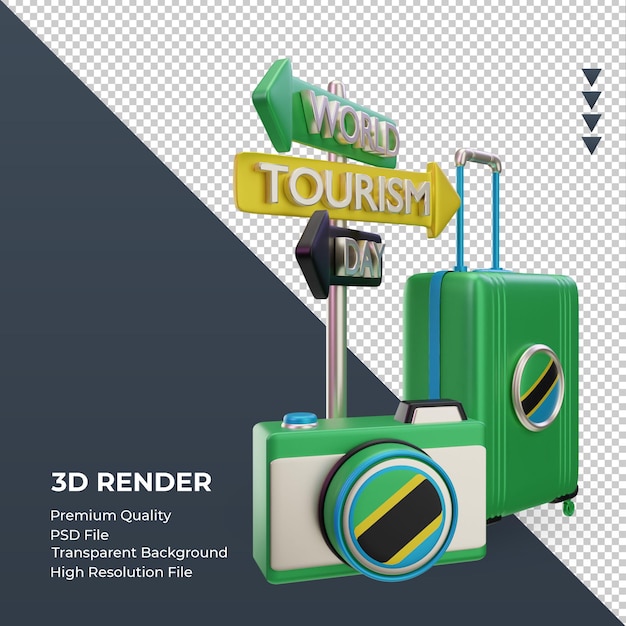 3d tourism day tanzania flag rendering left view