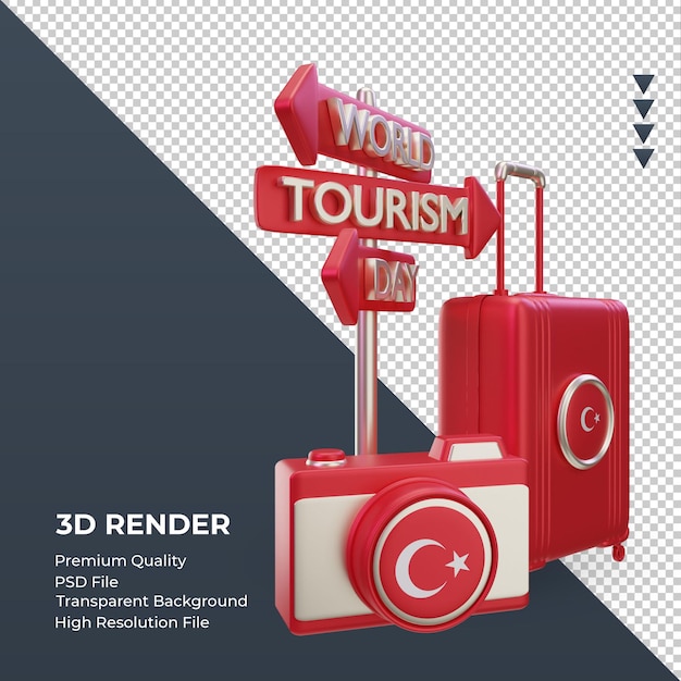 PSD 3d tourism day turkey flag rendering left view