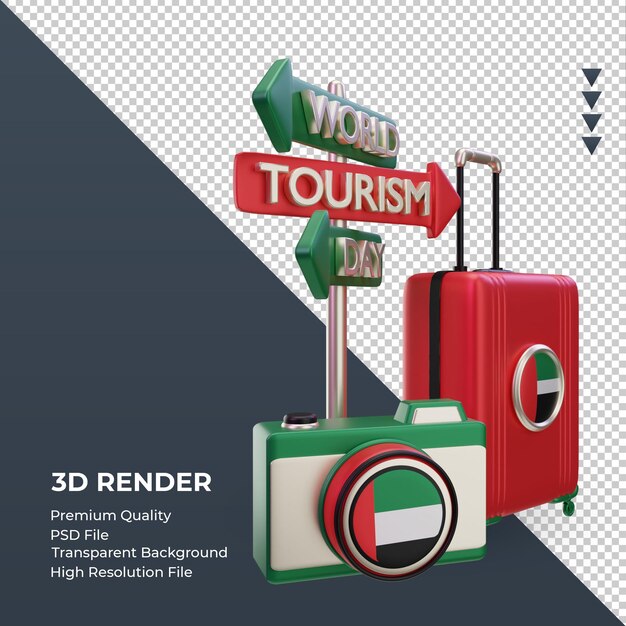 3d tourism day united arab emirates flag rendering left view