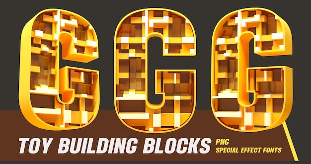 PSD 3d toys block style series multi view letter g