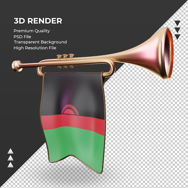 3d Trąbka Flaga Malawi Renderująca Prawy Widok