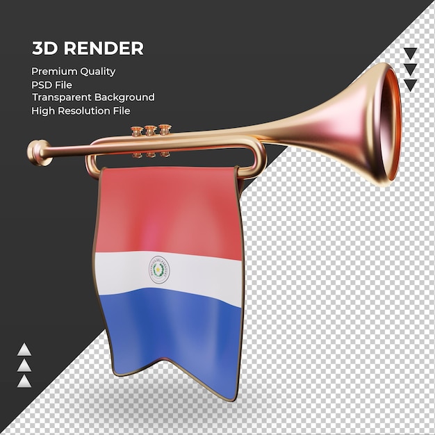 3d Trąbka Flaga Paragwaju Renderujący Prawy Widok