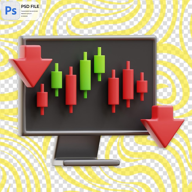 PSD 3d trading loss icon isolated png illustration psd template