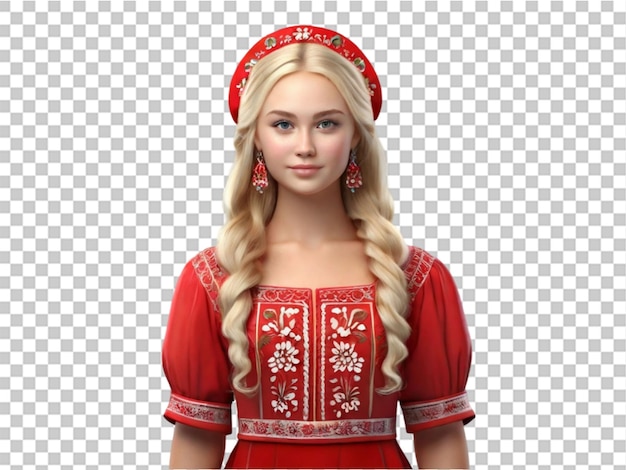 PSD 3d tradycyjny rosyjski kostium ludowy portret młodzieńca na przezroczystym tle