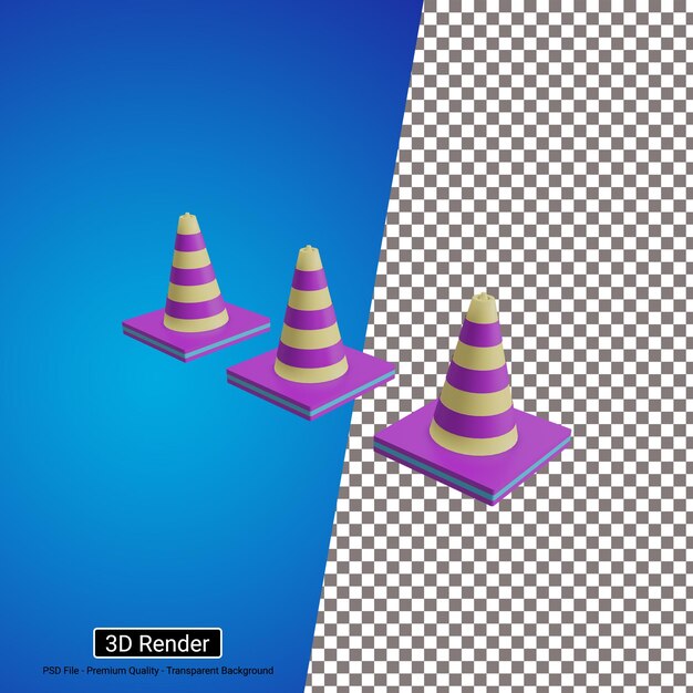 3d traffic cone icon