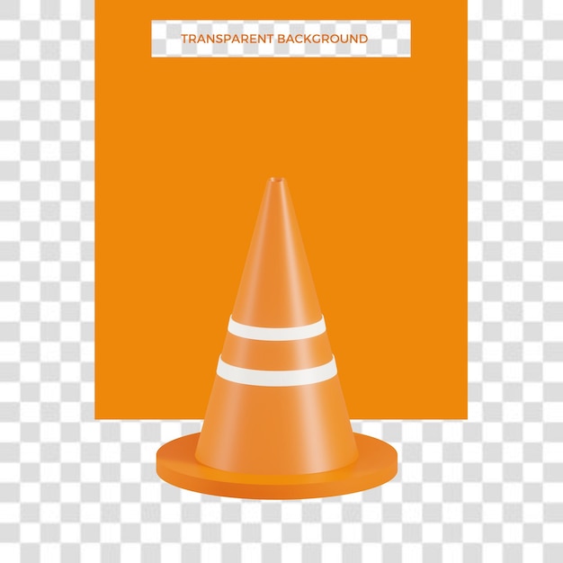 3d traffic cone on transparent background Premium Psd