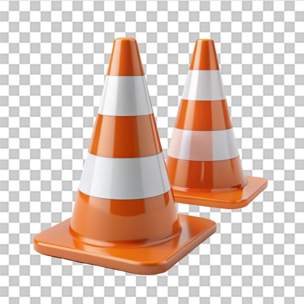 3D traffic cone two simple object isolated on transparent background