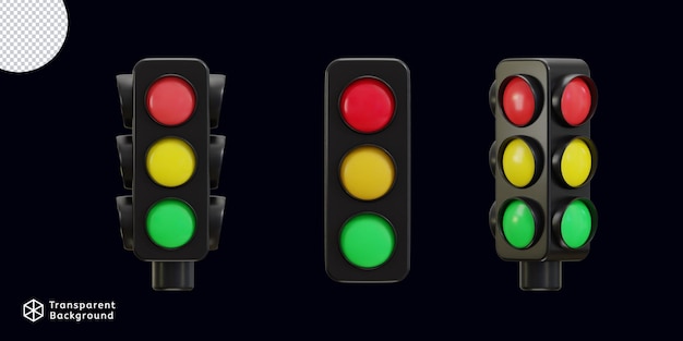 3d traffic light icon set