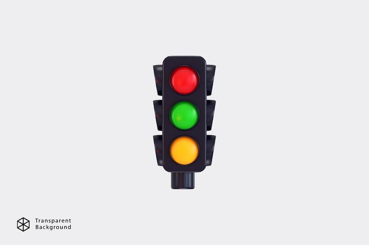 PSD 3d traffic light with changing light traffic signal with red yellow and green light 3d render