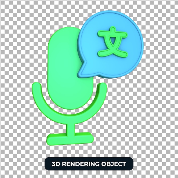 PSD 3d translator object render isolated with transparent background