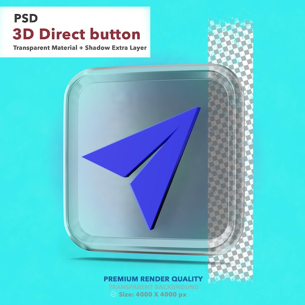 3d translucent direct message button