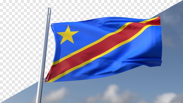 PSD 3d transparante vlag van de democratische republiek congo