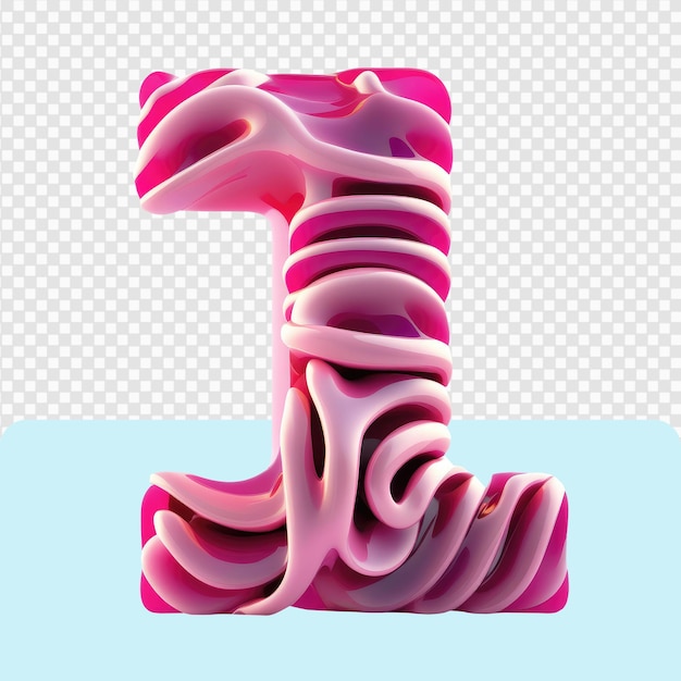 PSD 3d transparent abstract pink number set