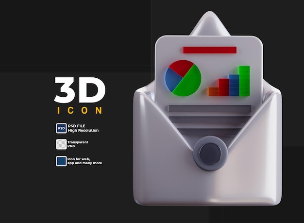 PSD 3d transparent and colorful infographic icon