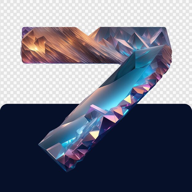 PSD 3d transparent crystal diamond number set