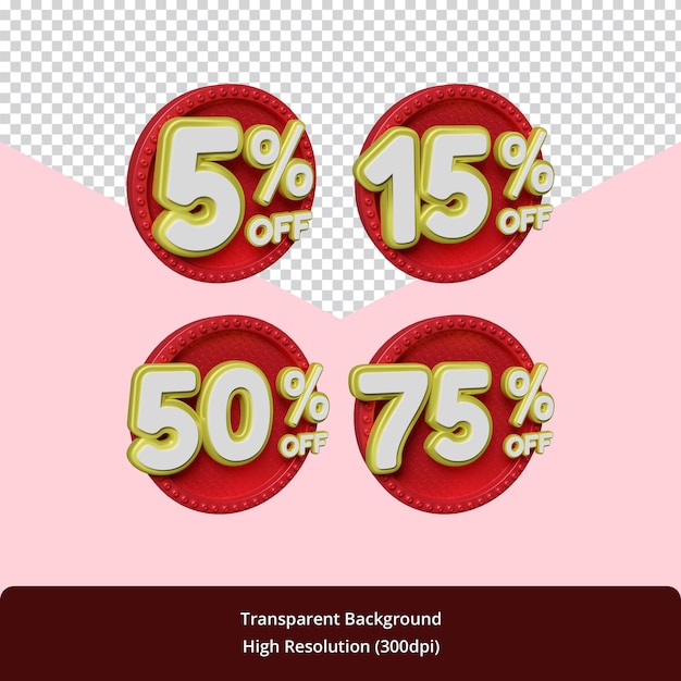 Percentuale di sconto trasparente 3d