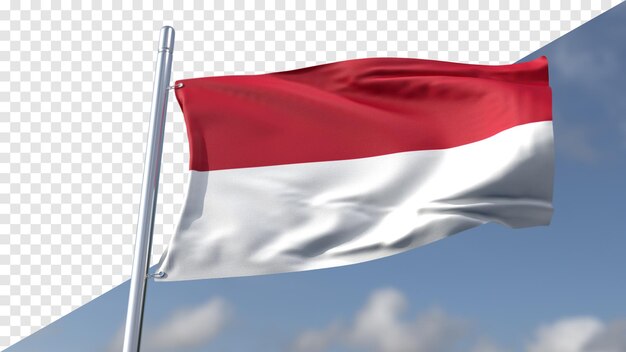 3d transparent flag of indonesia