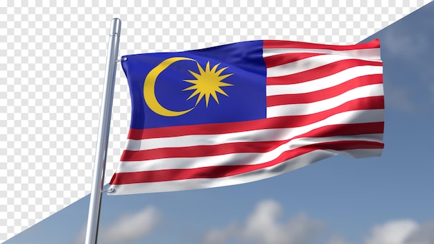 3d transparent flag of malaysia