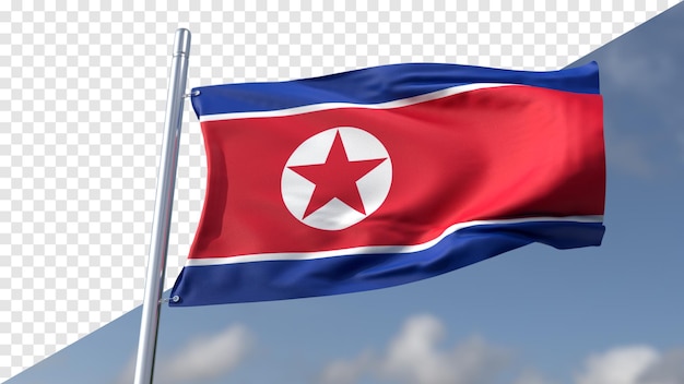 PSD 3d transparent flag of northkorea