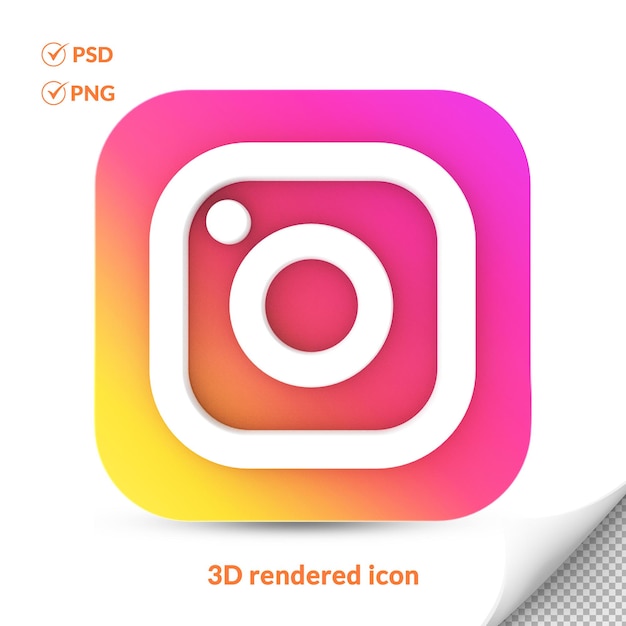 PSD 3d transparent instagram icon social media logo