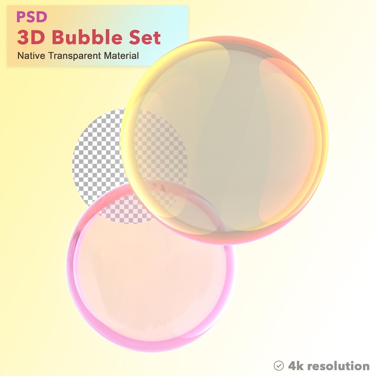 PSD набор 3d прозрачных розовых пузырей