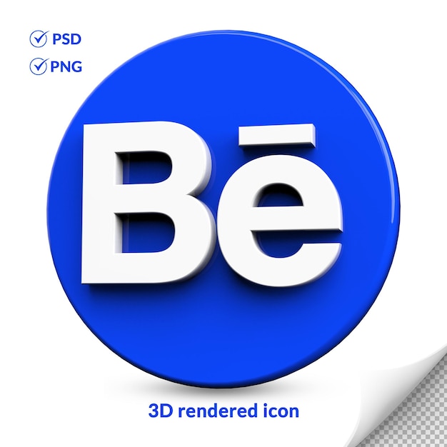 3d 투명 라운드 Behance 아이콘 로고