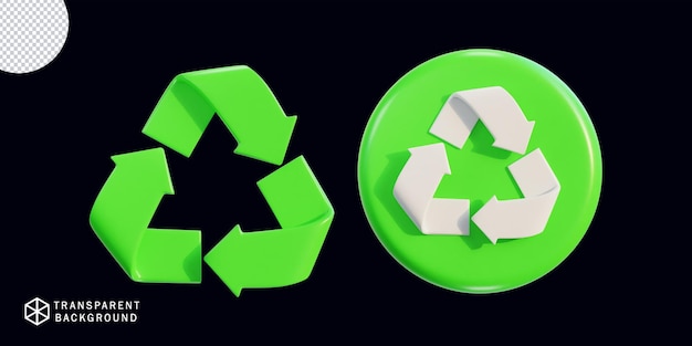3d trash recycle icon set 3d rendering