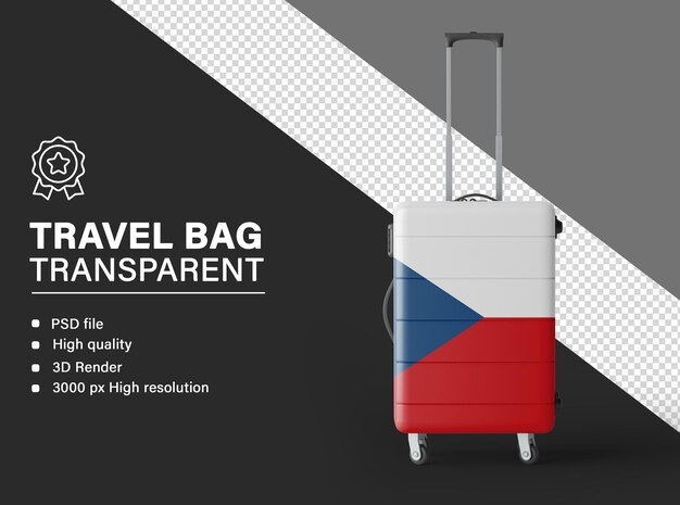 Трехмерная дорожная сумка с флагом Чешской Республики на прозрачном фоне