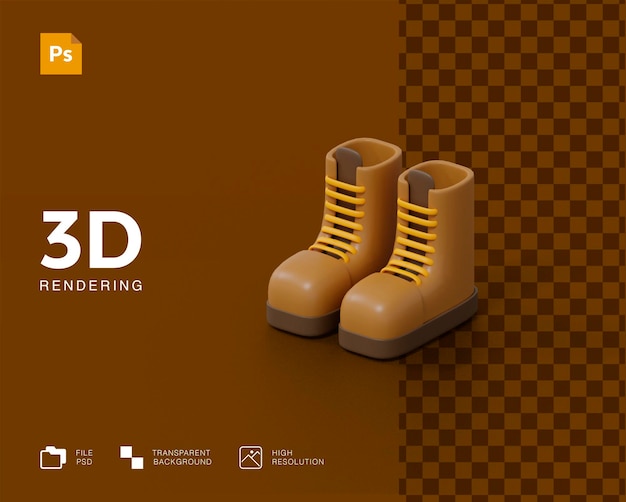 3d визуализация значка туристических ботинок изолирована