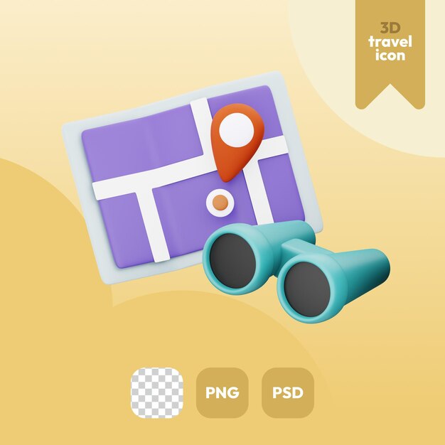 3d travel icon map location