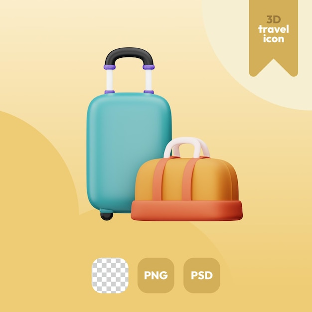 3d travel icon travel bags