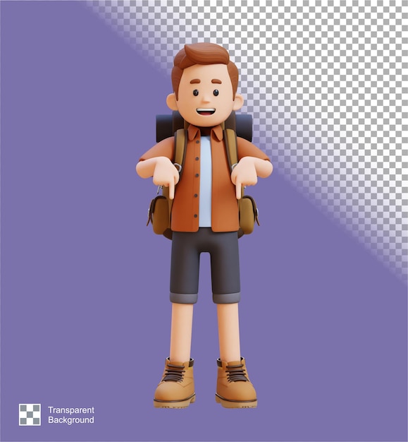 3D Traveller Character Pointing Downward