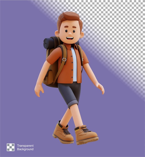 3d traveller character walking pose