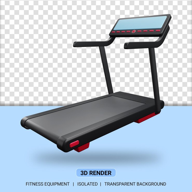 PSD 3d treadmill illustration fitness equipment with transparent background