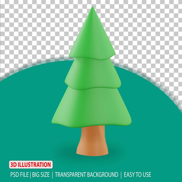 3d tree illustration icon beach rendering with transparent background