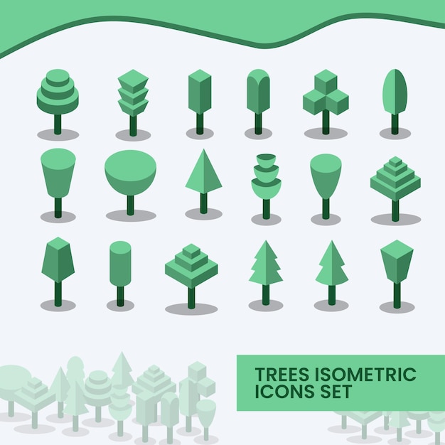 3D Tree Plant Forest Illustration Collection Vector Set for Isometric Design Projects
