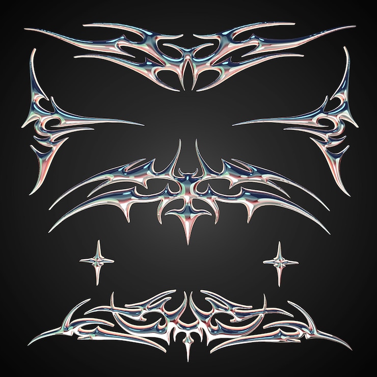 PSD 3d トライバル クロームとシルバー